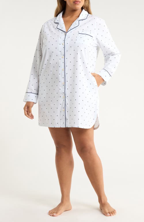 Nordstrom Classic Piped Cotton Nightshirt In White