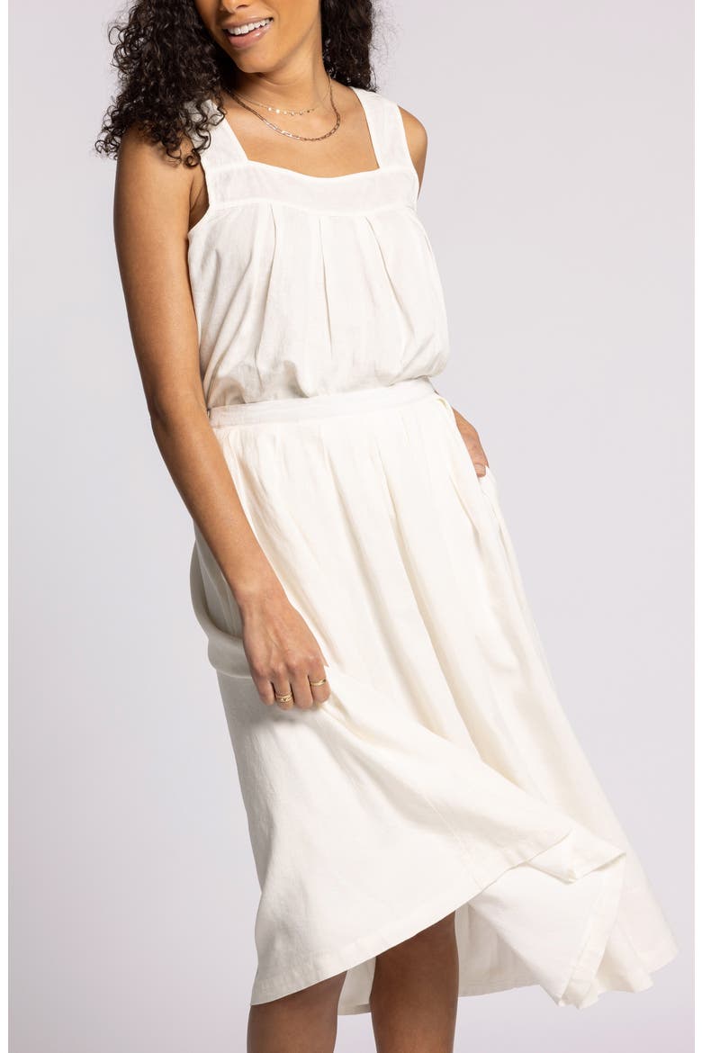 Lydia Pleated Linen Blend Midi Skirt, Alternate, color, WHITE