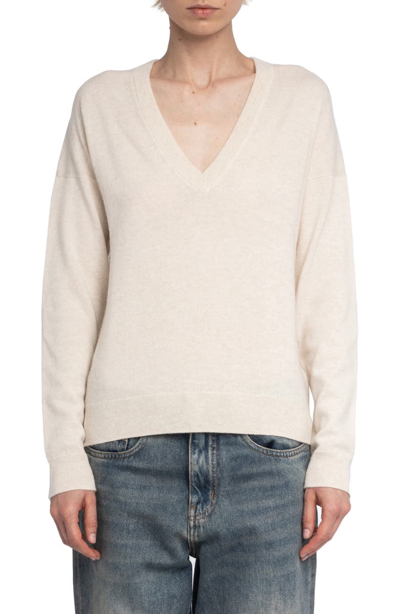 Zadig & Voltaire Vivi Elbow Patch Wool & Cashmere Sweater, Main, color,