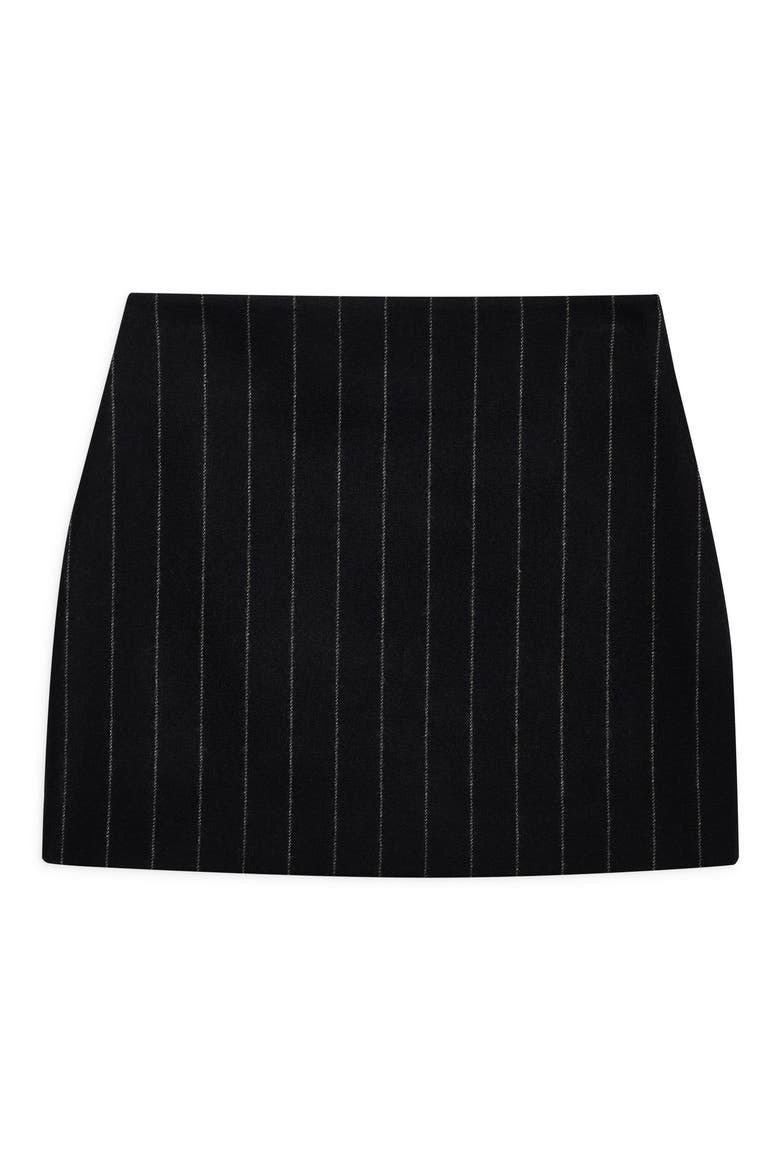Tierra Pinstripe Wool Blend Miniskirt, Alternate, color, DARK GREY PINSTRIPE