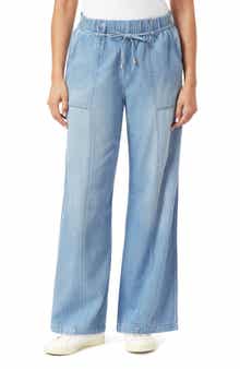Kensie Drapey High Waist Tie Wide Leg Jeans