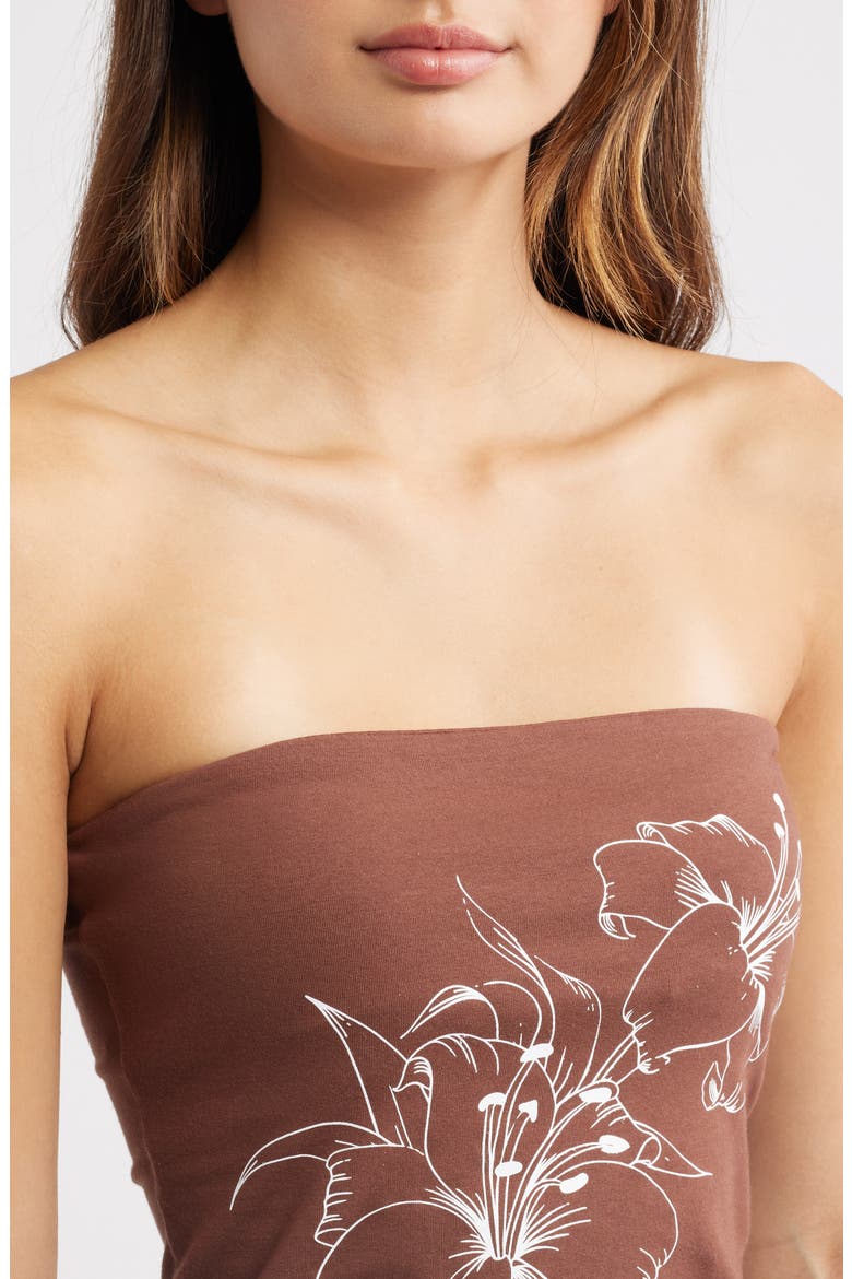 Lily Graphic Tube Top, Alternate, color, BROWN