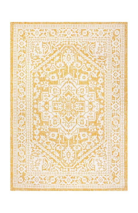 Sinjuri Medallion Textured Weave Indoor/Outdoor Area Rug