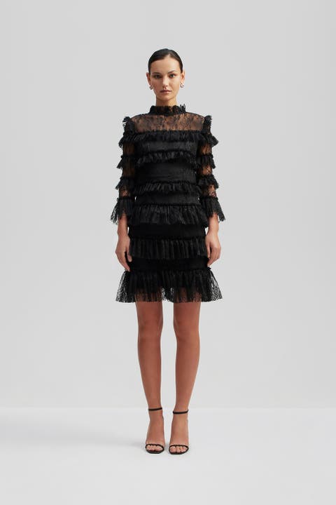 Carmine Mini Frill Lace Dress