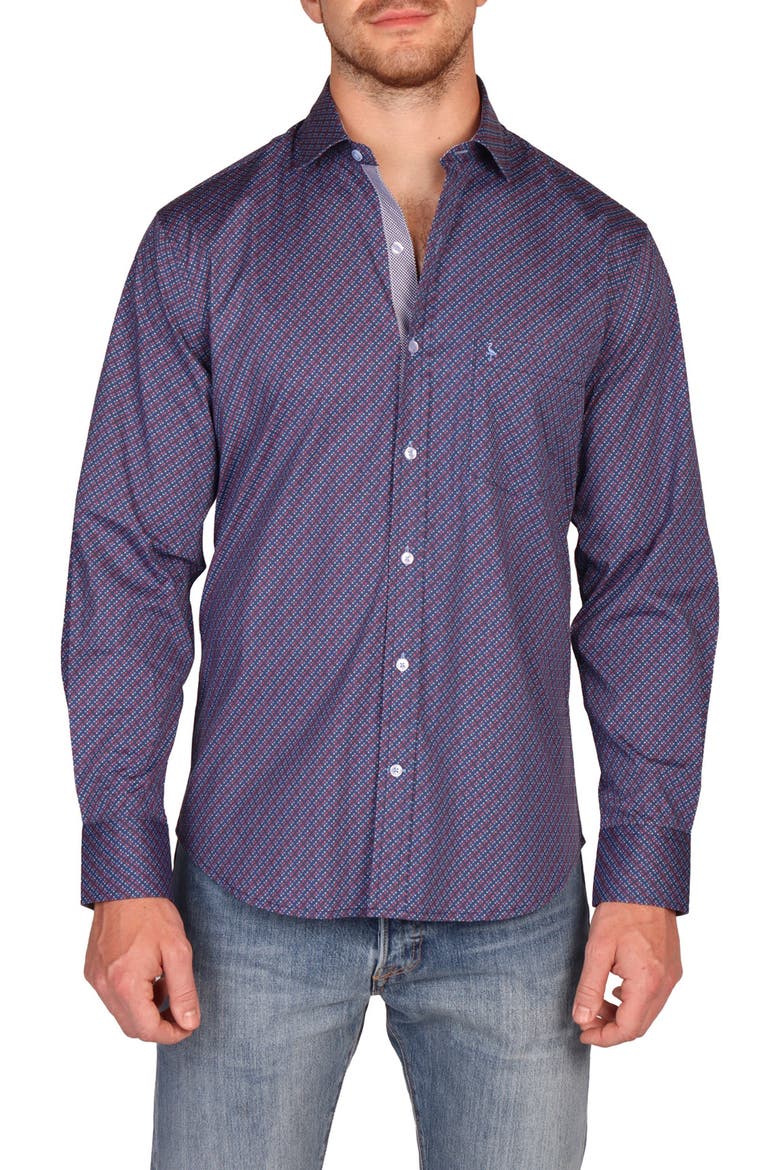 Classic Fit Stretch Cotton Button-Down Shirt, Main, color, BLUE MULTI