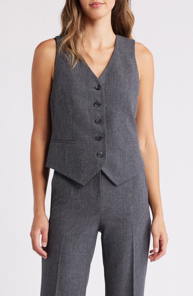 Anne Klein Button-Up Vest, Main, color, 