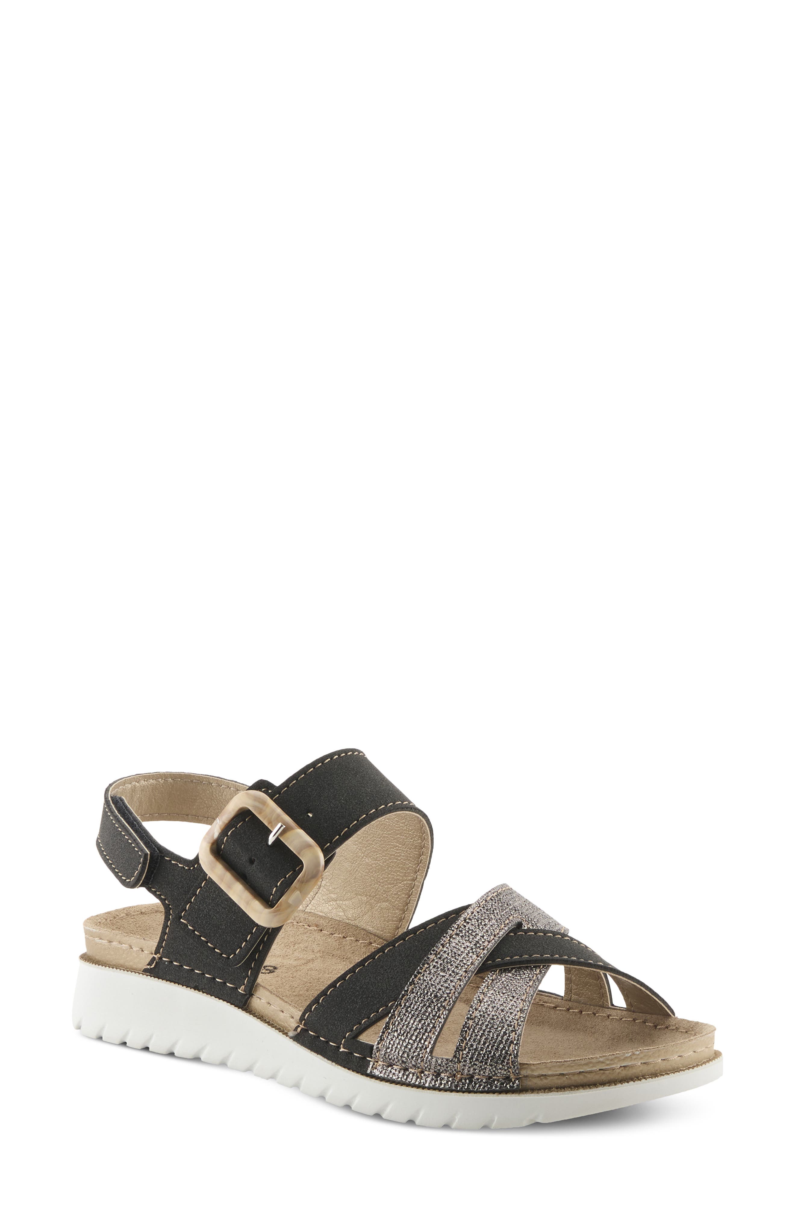 Flexus by Spring Step Cabianna Ankle Strap Sandal, Main, color, Black Multi