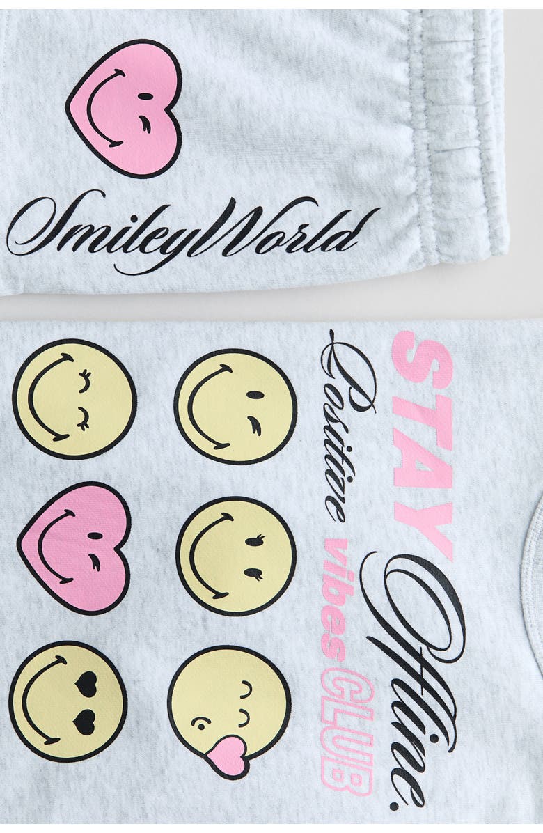 H&M 2-piece Printed Set, Alternate, color, Gray Melange/Smileyworld®