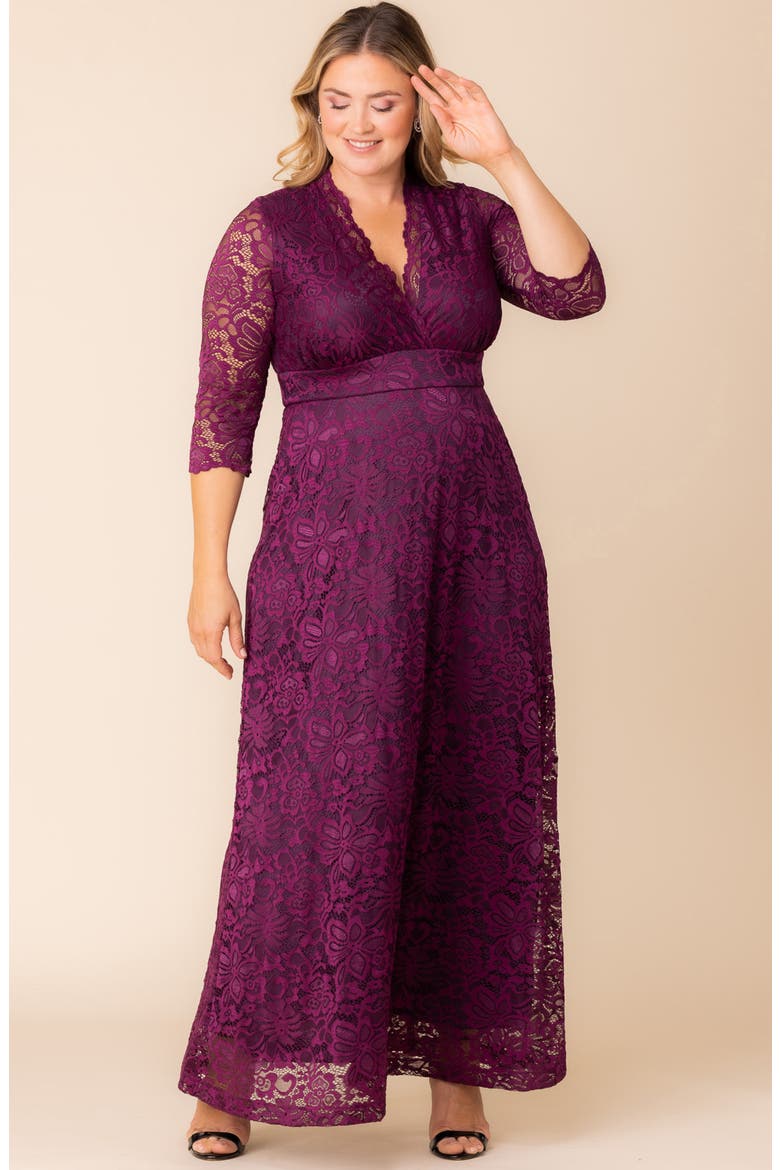 Maria Lace Evening Gown, Alternate, color, BERRY BLISS