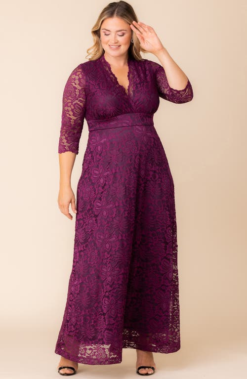 Kiyonna Maria Lace Evening Gown In Berry Bliss