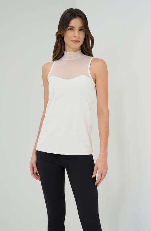 Anatomie Ellen Sleeveless Mesh Mockneck Top In White