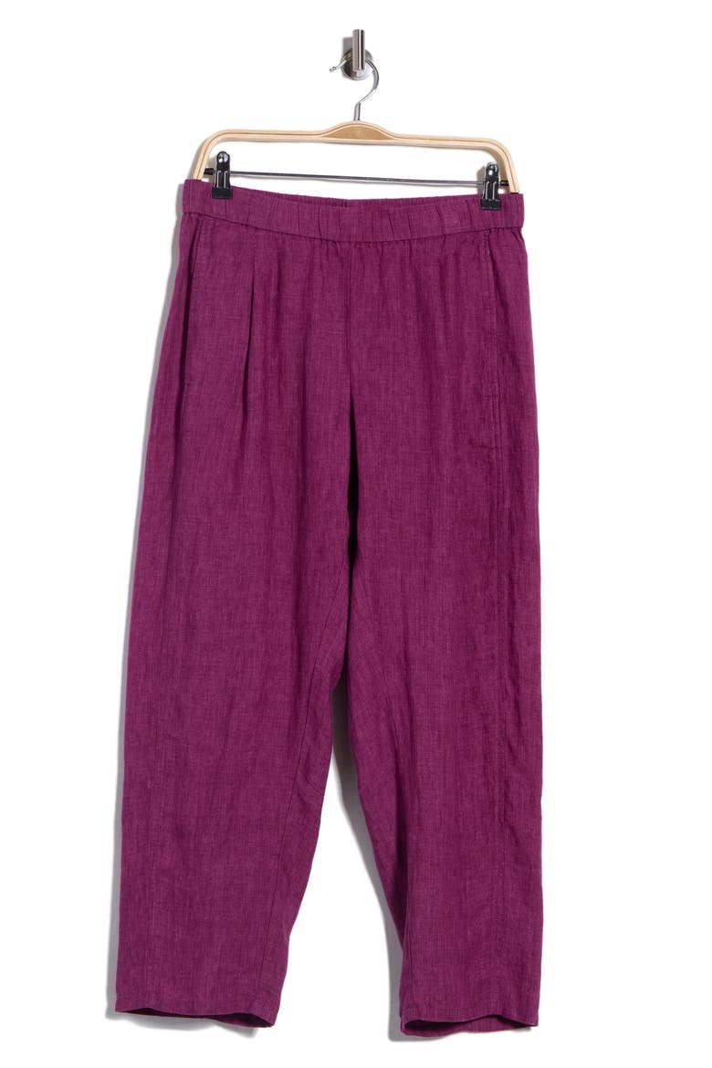 Organic Linen Cropped Lantern Pants, Main, color, RASPBERRY