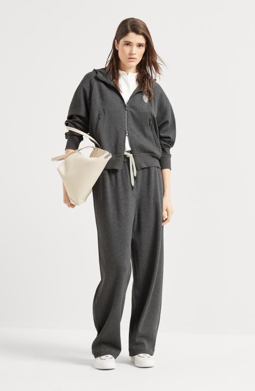 Brunello Cucinelli Pique Track Trousers In Lead