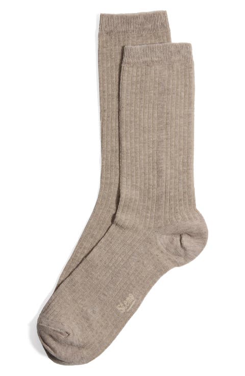 Cotton & Cashmere Blend Crew Socks