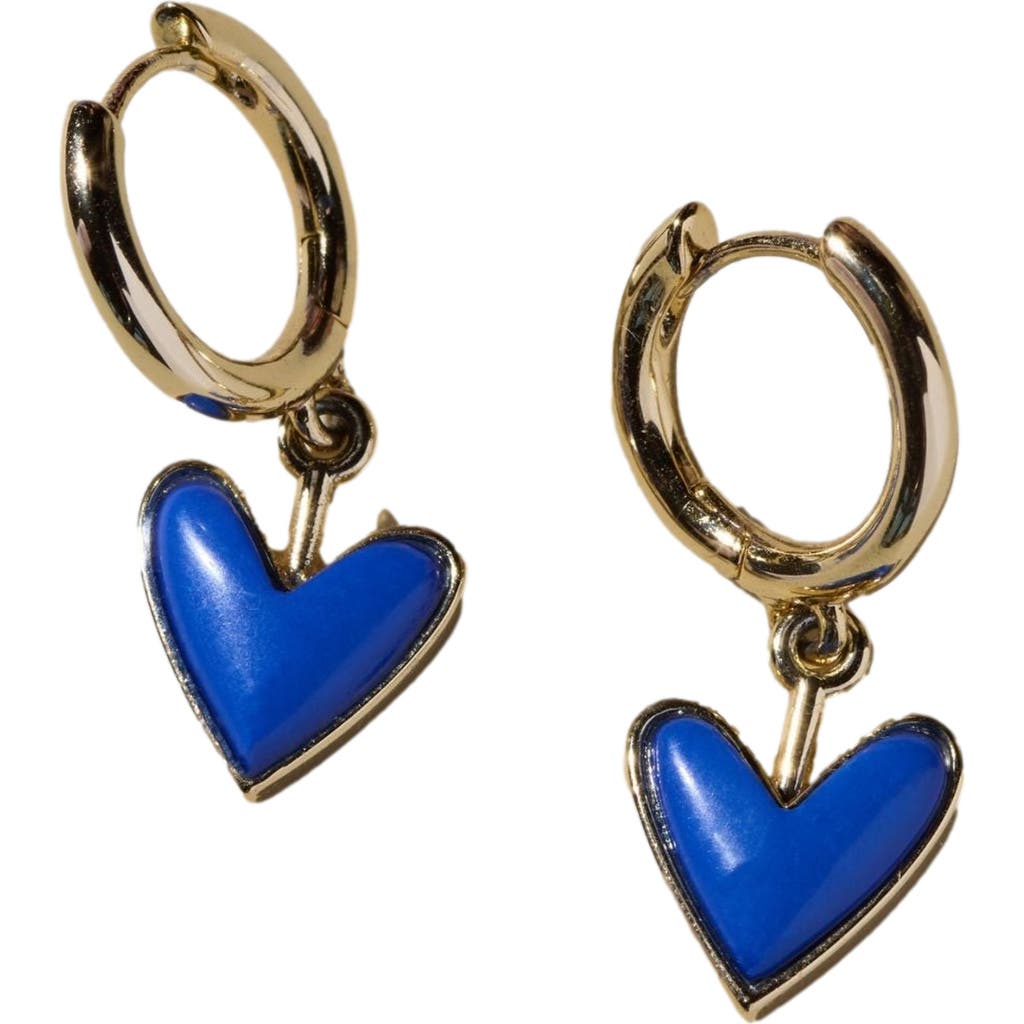 Nickel & Suede Sweetheart Huggie Earrings In Multi