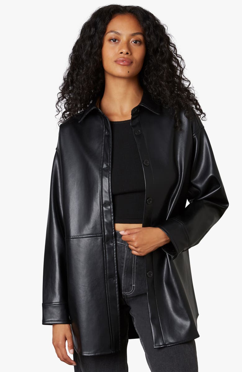 Nia Oversize Faux Leather Shirt Jacket, Alternate, color, 