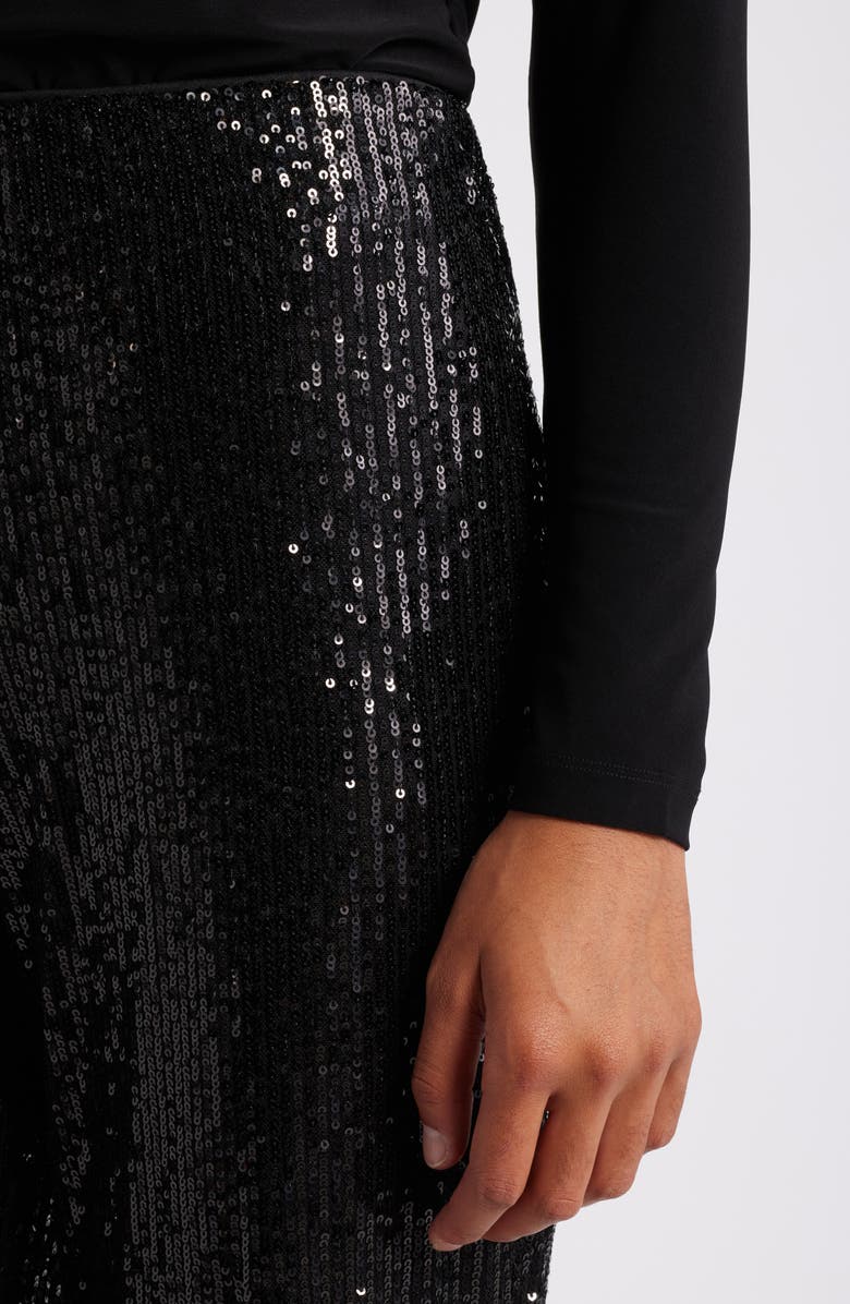 Anne Klein Sequin Hollywood Waistband Straight Leg Pants, Alternate, color, 