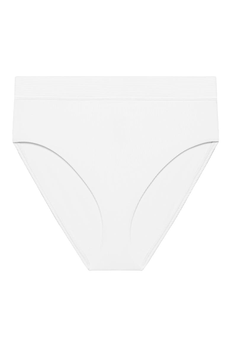 Banded High Waist Bikini Bottoms, Alternate, color, WHITE