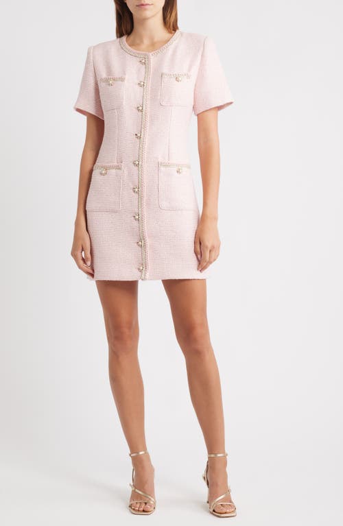 Endless Rose Tweed Button-up Minidress In Pink
