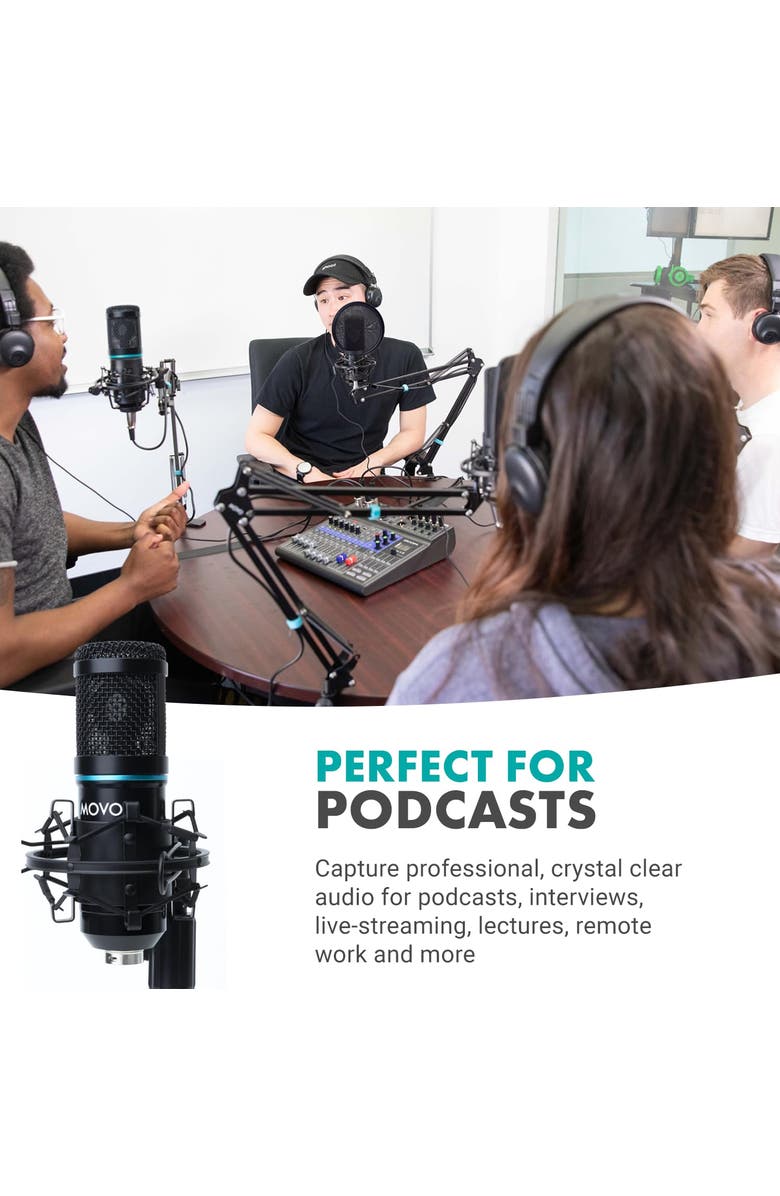 MOVO iPhone 15/16 USB-C Podcast Equipment Bundle Compatible with iPhone 15/16, iPad-Pro, Alternate, color, Black