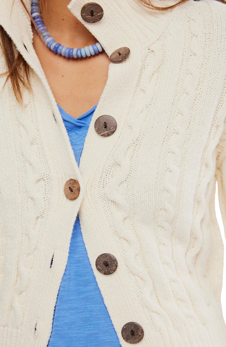 Free People Cable Stitch Cardigan, Alternate, color, Ivory