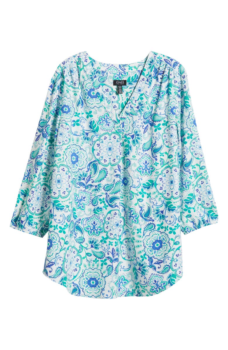 Jones New York Floral Linen Blend Tunic Top, Alternate, color,