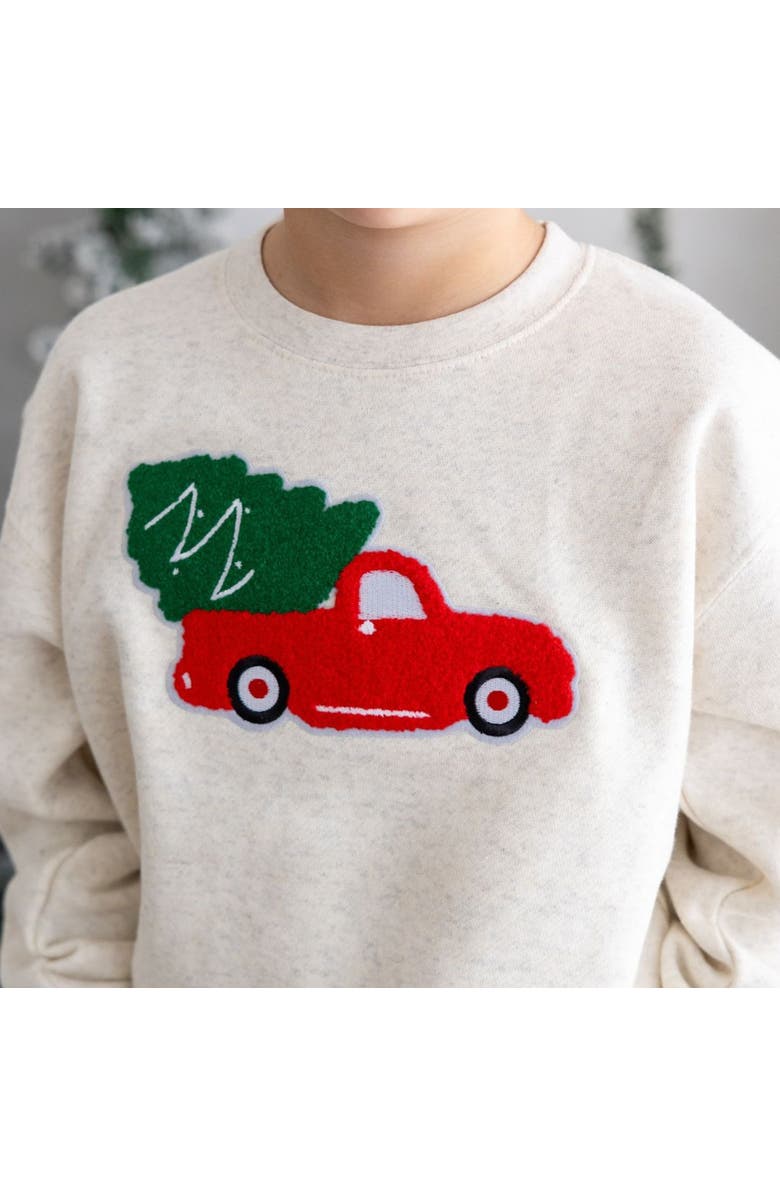 Sweet Wink Christmas Truck Patch Sweatshirt, Alternate, color, Natural