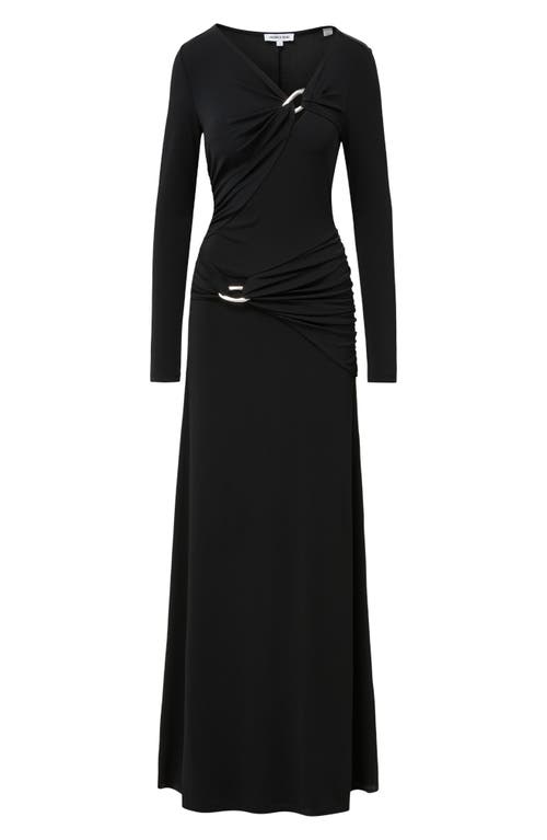 Veronica Beard Viela Hardware Detail Long Sleeve Maxi Dress In Black