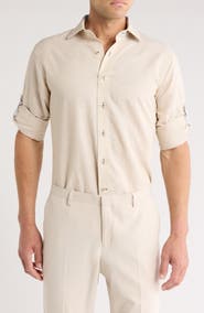 Lorenzo Uomo Trim Fit Textured Cotton & Linen Dress Shirt