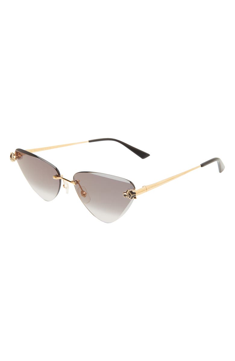 Cartier 62mm Gradient Oversize Cat Eye Sunglasses, Alternate, color, Gold