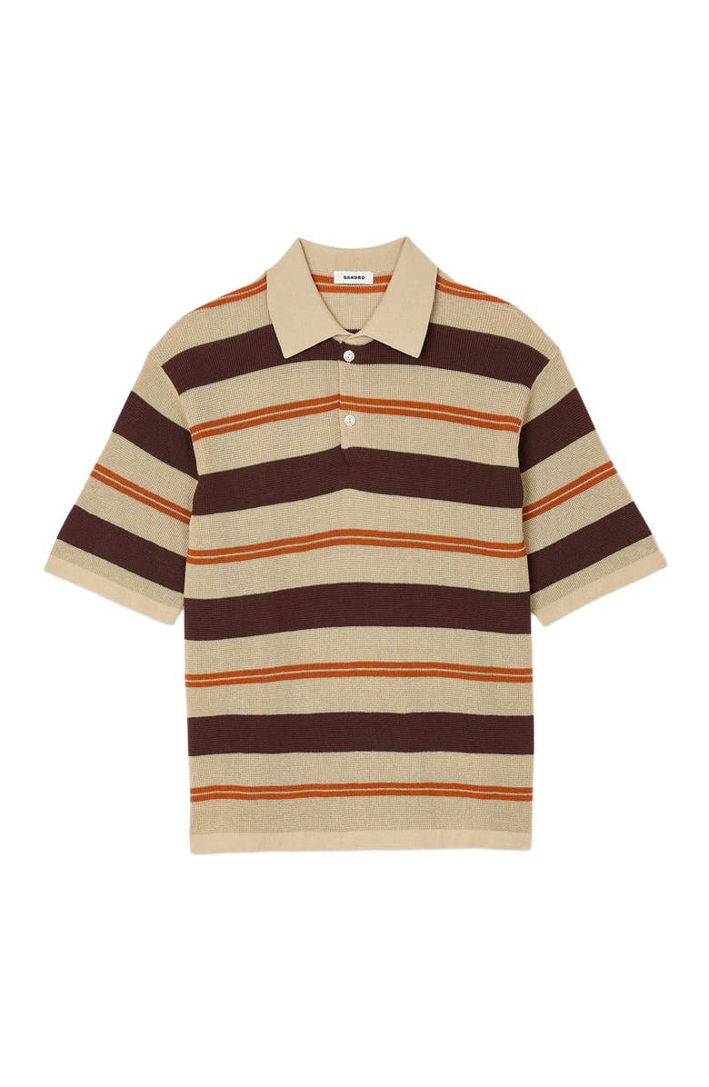 SANDRO Stripy knit polo shirt, Alternate, color,