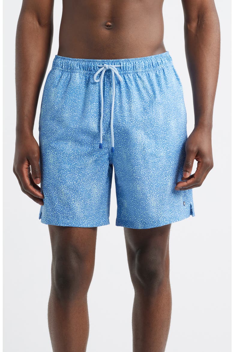 Sea Glass Seahorses Swim Trunks, Main, color, DUSK BLUE