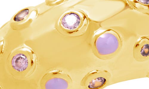 Sterling Forever Emberly Cubic Zirconia & Enamel Dot Dome Ring