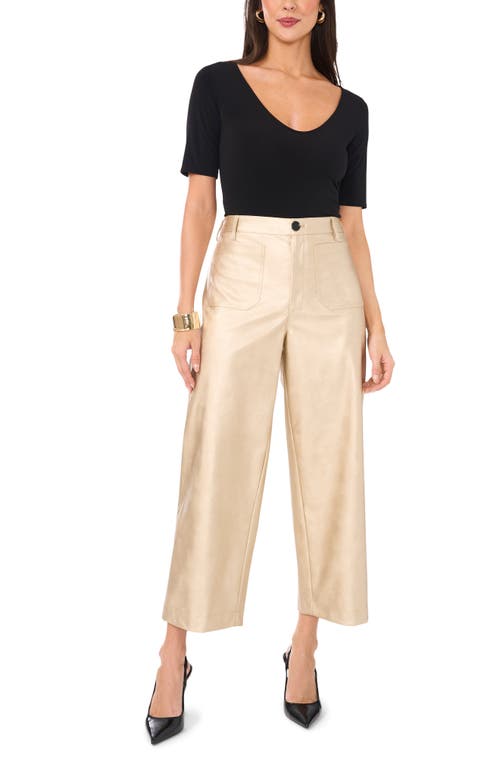 Vince Camuto Metallic Wide Leg Crop Pants In Soft Gold