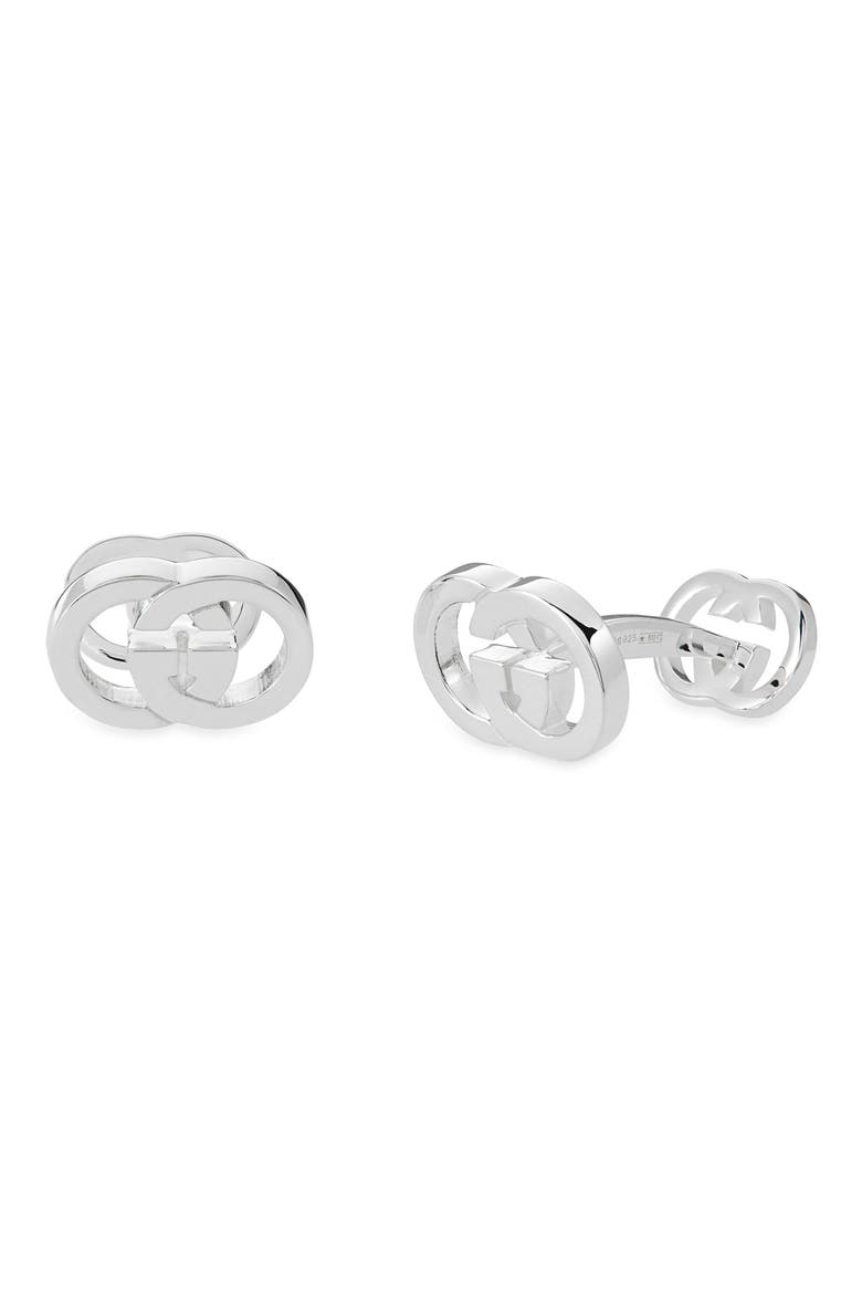 Interlocking G Cuff Links, Main, color, SILVER