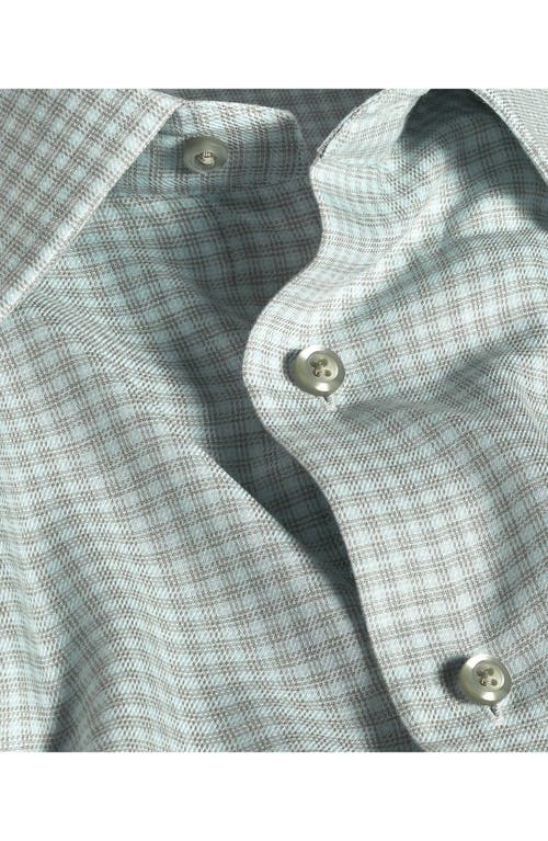 David Donahue Trim Fit Check Cotton & Cashmere Dobby Dress Shirt In Blue