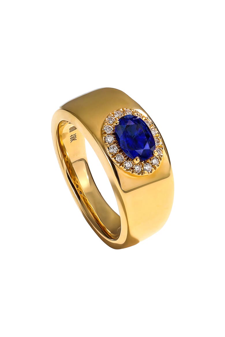 Heirloomed Oval Sapphire & Diamond Cigar Band Ring, Main, color, SAPPHIRE