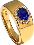 Mark Henry Heirloomed Oval Sapphire & Diamond Cigar Band Ring