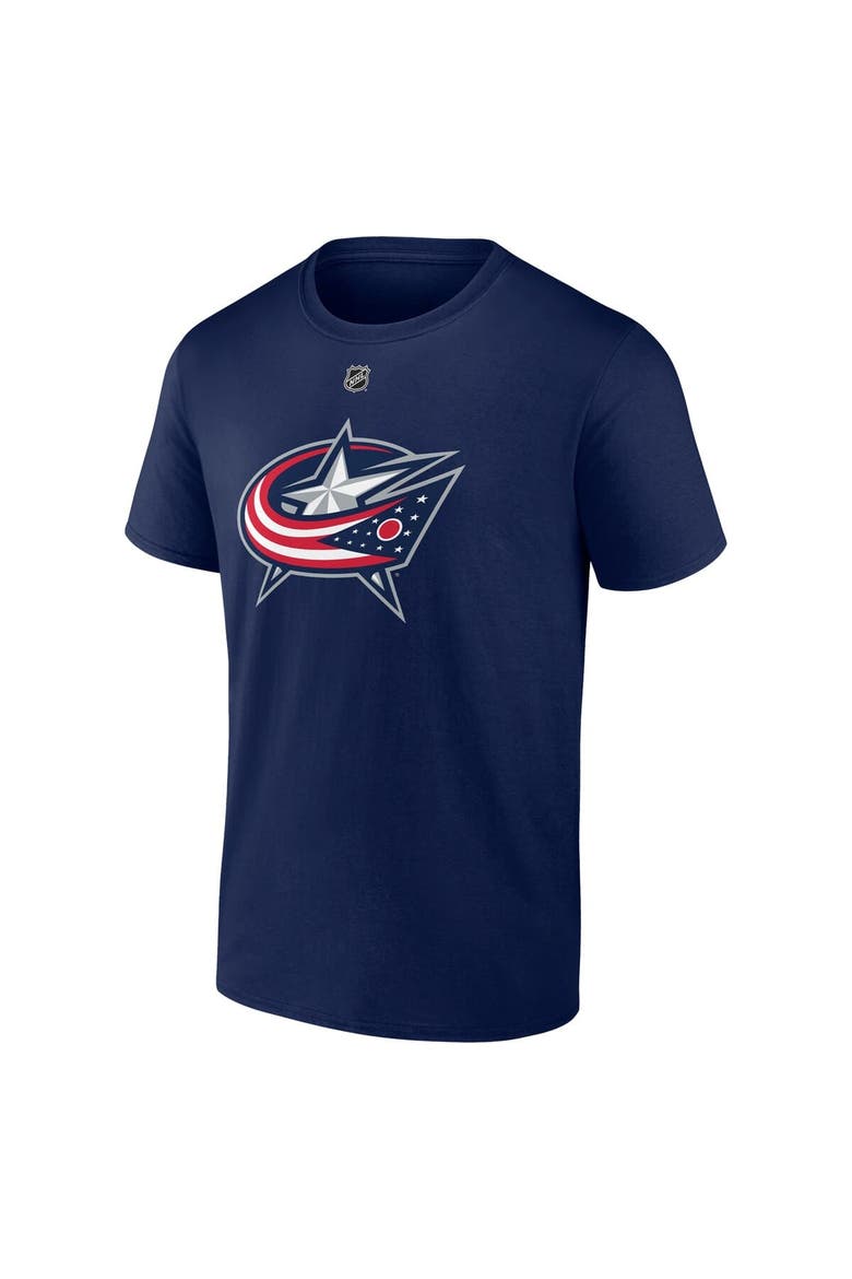 Men's Fanatics Adam Fantilli Navy Columbus Blue Jackets Authentic Stack Name & Number T-Shirt, Alternate, color, Navy