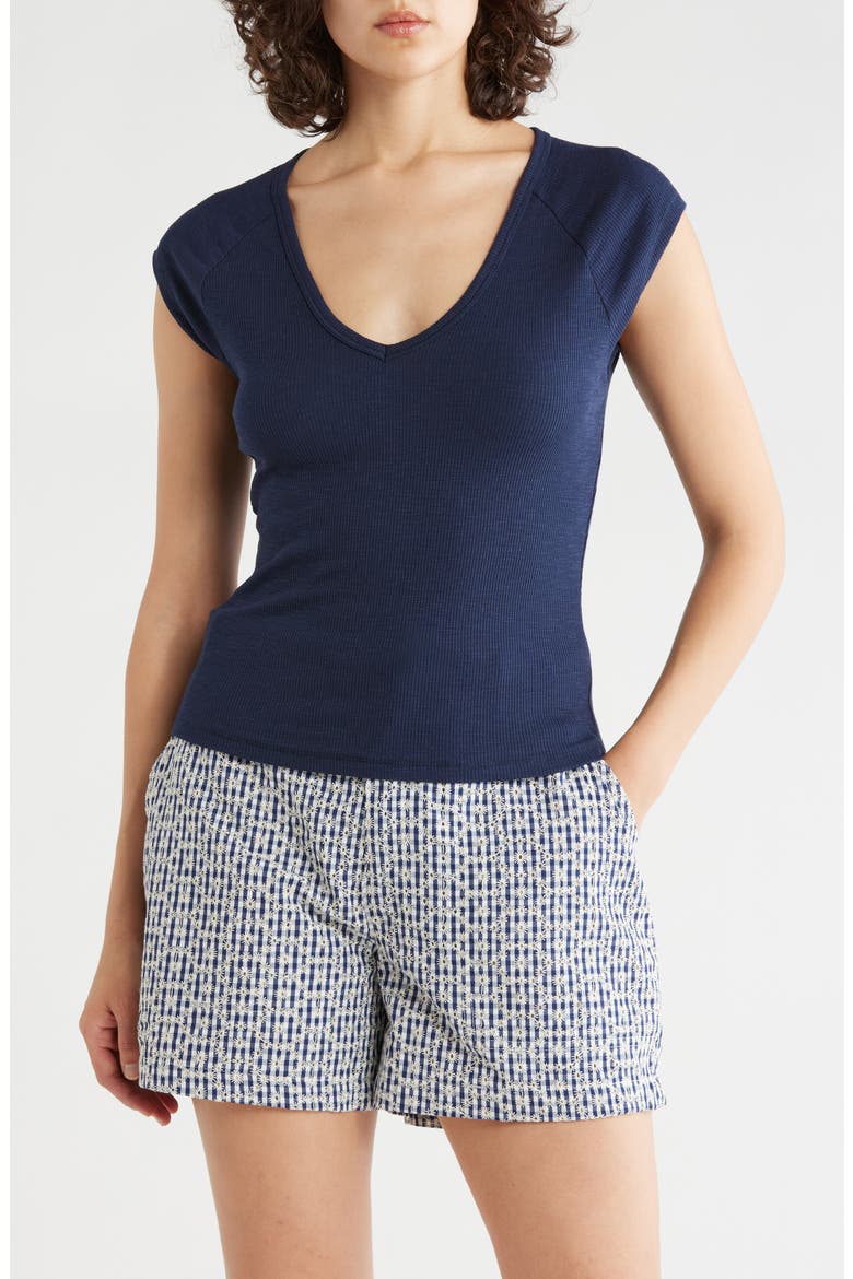 Raglan Sleeve V-Neck Top, Main, color, HERITAGE NAVY BLUE