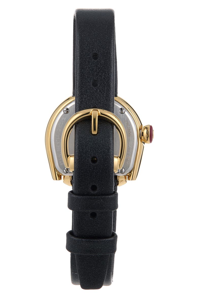 New Horsebit Leather Strap Watch, 23mm x 27mm, Alternate, color, BLACK