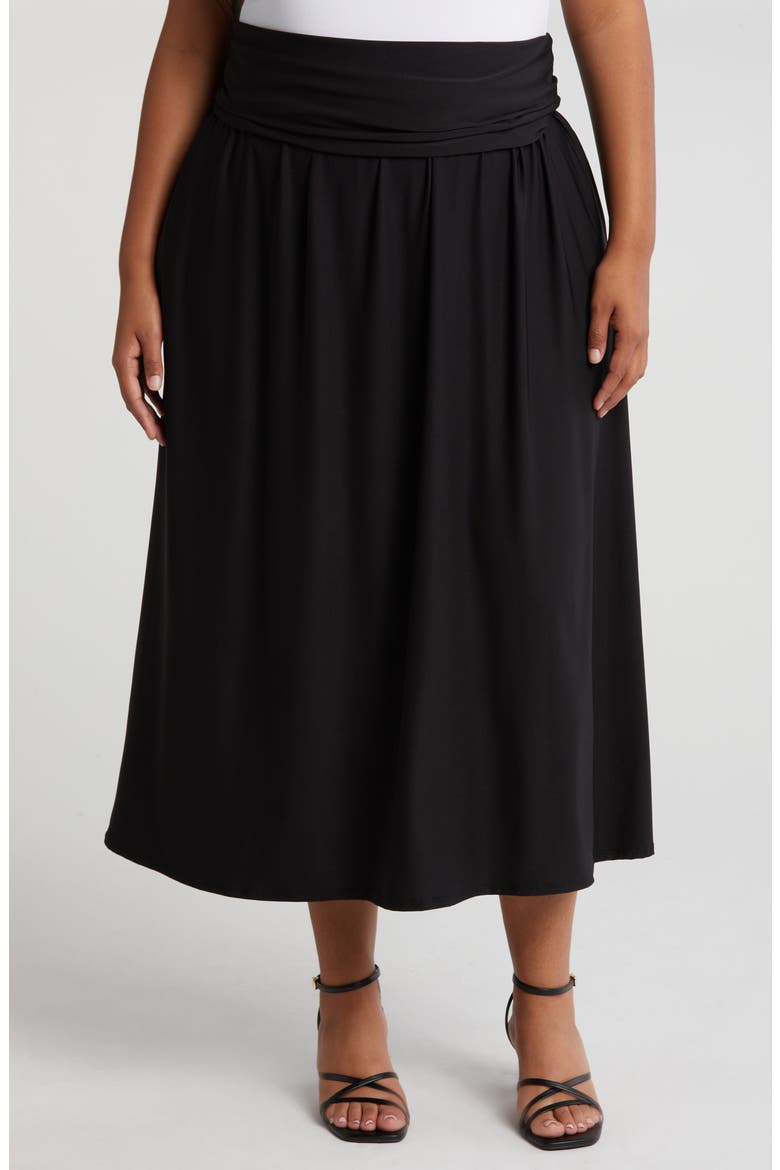 Foldover Maxi Skirt, Main, color, BLACK