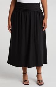 24seven Comfort Apparel Foldover Maxi Skirt