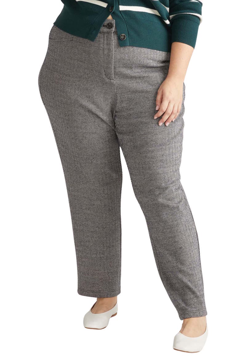 Herringbone Tweed High Waist Long Cigarette Pants, Main, color, HERRINGBONE TWEED