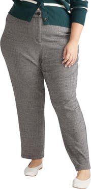 Universal Standard Herringbone Tweed High Waist Long Cigarette Pants