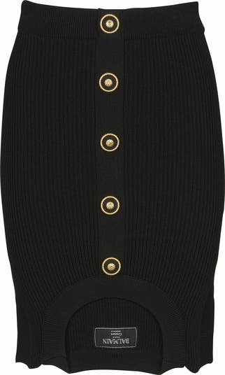 Balmain Short Optical Illusion Ribbed Knit Skirt | Nordstrom