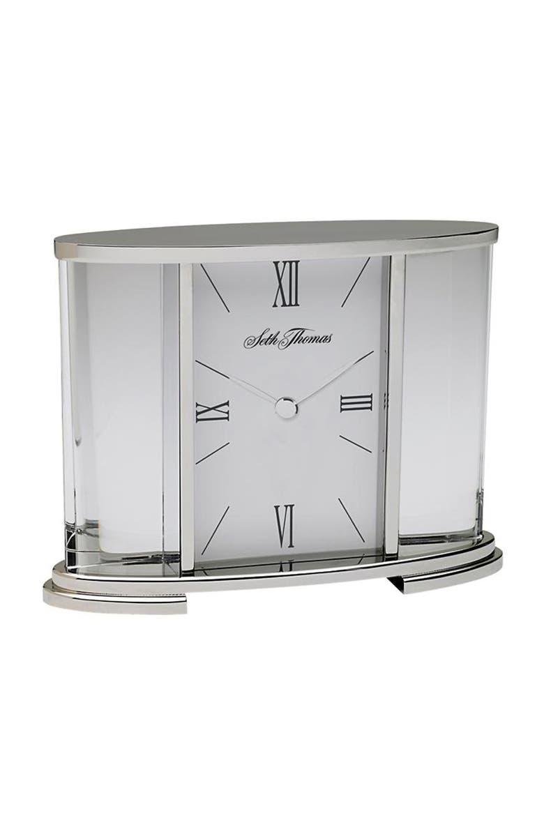 Seth Thomas Glass Carriage Table Clock, Main, color, Silver