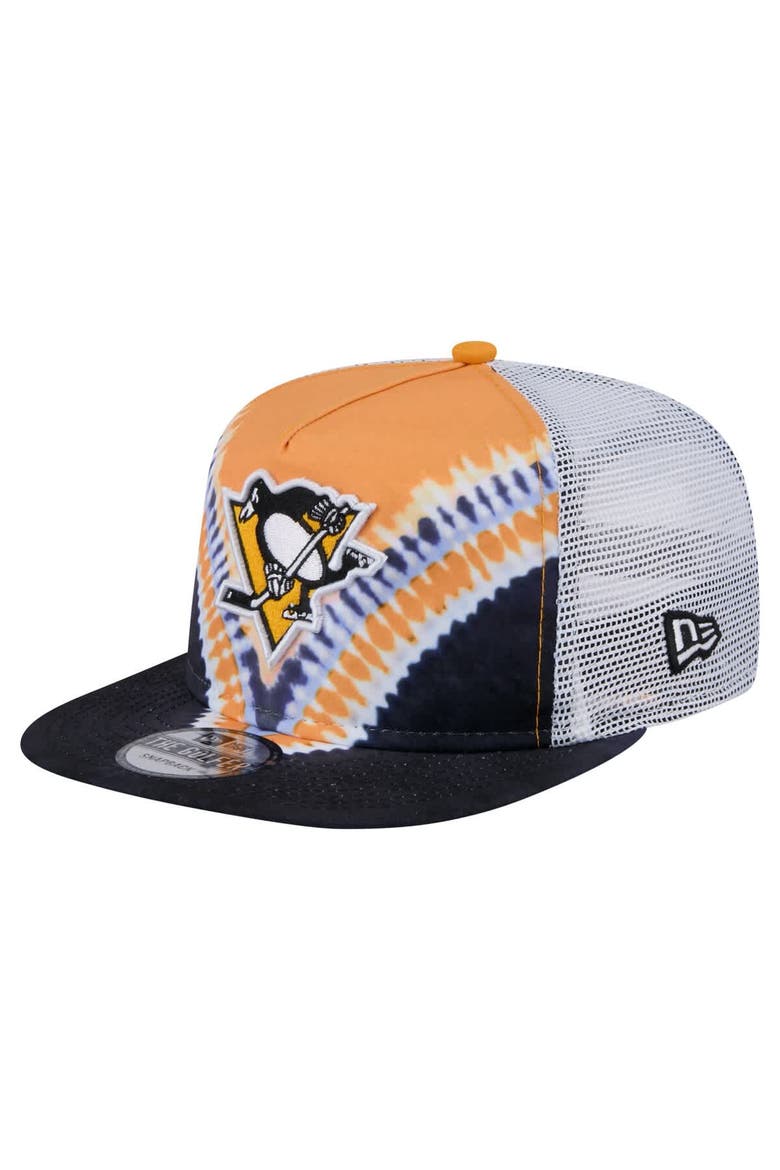 Men's New Era  Black/Gold Pittsburgh Penguins Throwback V-Dye Adjustable Golfer Hat, Main, color, Black