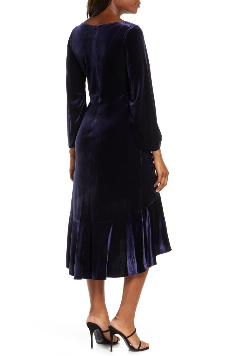 Taylor Dresses Long Sleeve Velvet Midi Dress, Alternate, color, 