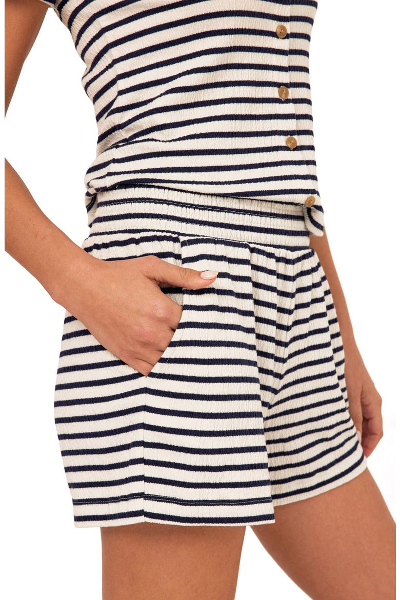 Gwyneth Stripe Smocked Pull-On Shorts, Alternate, color, ECRU/ STARGAZER